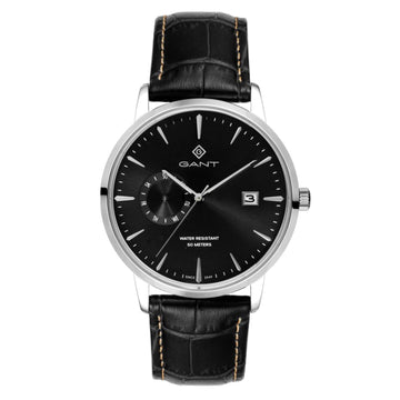 Ρολόι Gant East Hill G165001 με μαύρο  δερμάτινο λουράκι και μαύρο  καντράν διαμέτρου 43mm.